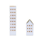 Les poulettes bijoux - boucles d'oreilles argent 925 maisons en porcelaine - blanc
