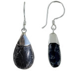 Les poulettes bijoux boucles d'oreilles argent 925 petite goutte bomb�e coquillage t