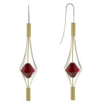 Les poulettes bijoux - boucles d'oreilles argent 925 et plaqu� or lanterne et crista