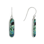 Les poulettes bijoux - boucles d'oreilles argent 925 rectangle ovale de nacre abalone