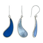 Les poulettes bijoux boucles d'oreilles argent 925 r�versible larme nacre ivoire et