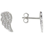 Les poulettes bijoux - boucles d'oreilles argent 925 rhodi� aile d'ange et strass