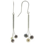 Les poulettes bijoux boucles d'oreilles argent 925 rhodi� trois perles de culture gr