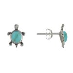 Les poulettes bijoux boucles d'oreilles argent 925 tortue des galapagos et cabochon
