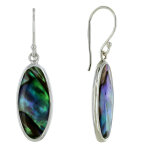 Les poulettes bijoux - boucles d'oreilles argent amande nacre abalone