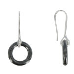 Les poulettes bijoux - boucles d'oreilles argent anneau de c�ramique noire
