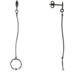 Les poulettes bijoux - boucles d'oreilles argent anneau pendant 2 diamants blancs et