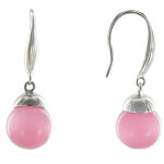 Les poulettes bijoux - boucles d'oreilles argent billes oeil de chat rose