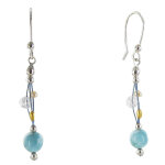 Les poulettes bijoux - boucles d'oreilles argent c�ble perles larimar et cristal de