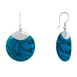 Les poulettes bijoux - boucles d'oreilles argent cercle de nacre abalone bleue