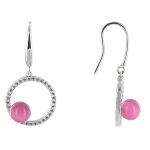Les poulettes bijoux - boucles d'oreilles argent cercle de strass et oeil de chat ro