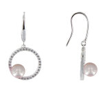 Les poulettes bijoux - boucles d'oreilles argent cercle de strass et perle fantaisie