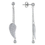 Les poulettes bijoux - boucles d'oreilles argent chainette bille et feuille