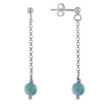 Les poulettes bijoux - boucles d'oreilles argent chainette pendante perle argent et