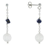 Les poulettes bijoux - boucles d'oreilles argent chainette perle cristal du japon et