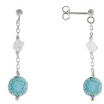 Les poulettes bijoux - boucles d'oreilles argent chainette perle cristal du japon ve