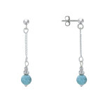Les poulettes bijoux - boucles d'oreilles argent chainette perle iconic argent et pe