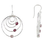 Les poulettes bijoux - boucles d'oreilles argent cinq anneaux et trois pierres de to