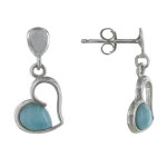 Les poulettes bijoux - boucles d'oreilles argent coeur toi et moi larimar