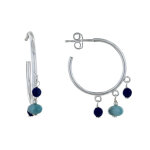 Les poulettes bijoux - boucles d'oreilles argent cr�oles breloques de larimar et lap