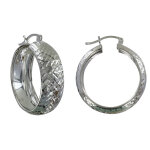 Les poulettes bijoux - boucles d'oreilles argent cr�oles larges quadrill�es