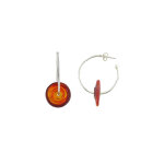 Les poulettes bijoux - boucles d'oreilles argent cr�oles p�te de verre rouge