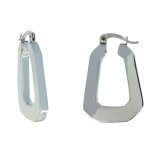 Les poulettes bijoux - boucles d'oreilles argent cr�oles rectangle