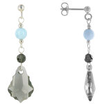 Les poulettes bijoux - boucles d'oreilles argent cristal gris et perle de larimar
