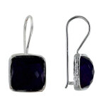 Les poulettes bijoux - boucles d'oreilles argent crochet carr� facett�e d'am�thyste