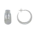 Les poulettes bijoux - boucles d'oreilles argent demi cr�oles bomb� et pois martel�