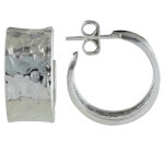 Les poulettes bijoux - boucles d'oreilles argent demi cr�oles large martel�es