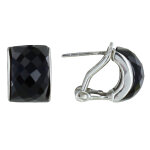 Les poulettes bijoux - boucles d'oreilles argent demi - lune onyx facett�e