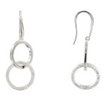 Les poulettes bijoux - boucles d'oreilles argent deux anneaux et strass
