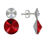 Les poulettes bijoux - boucles d'oreilles argent et deux cristaux de cristal - rouge