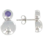Les poulettes bijoux - boucles d'oreilles argent deux perles zirconium lilas