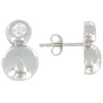 Les poulettes bijoux - boucles d'oreilles argent deux perles zirconium transparent