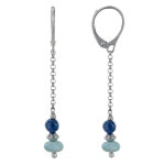 Les poulettes bijoux - boucles d'oreilles argent dormeuse chainette perle de cyanite