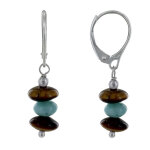 Les poulettes bijoux boucles d'oreilles argent dormeuse deux anneaux oeil de tigre e