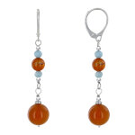 Les poulettes bijoux - boucles d'oreilles argent dormeuse deux perles de cornaline e