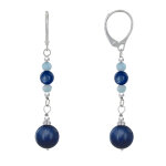 Les poulettes bijoux - boucles d'oreilles argent dormeuse deux perles de cyanite et