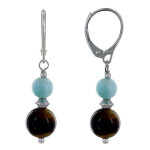 Les poulettes bijoux - boucles d'oreilles argent dormeuse une perle de larimar et oe