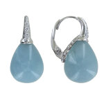 Les poulettes bijoux boucles d'oreilles argent dormeuse poire aigue marine et strass
