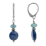 Les poulettes bijoux boucles d'oreilles argent dormeuse rondelle de larimar et bouto