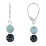 Les poulettes bijoux - boucles d'oreilles argent dormeuse rondelle de larimar et per