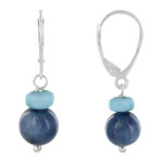 Les poulettes bijoux - boucles d'oreilles argent dormeuse rondelle de larimar et per