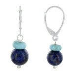 Les poulettes bijoux - boucles d'oreilles argent dormeuse rondelle de larimar et per