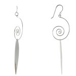 Les poulettes bijoux boucles d'oreilles argent escargot et feuille