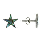 Les poulettes bijoux - boucles d'oreilles argent etoile et nacre abalone
