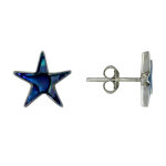 Les poulettes bijoux - boucles d'oreilles argent etoile et nacre abalone bleu
