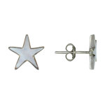 Les poulettes bijoux - boucles d'oreilles argent etoile et nacre - classics - blanc